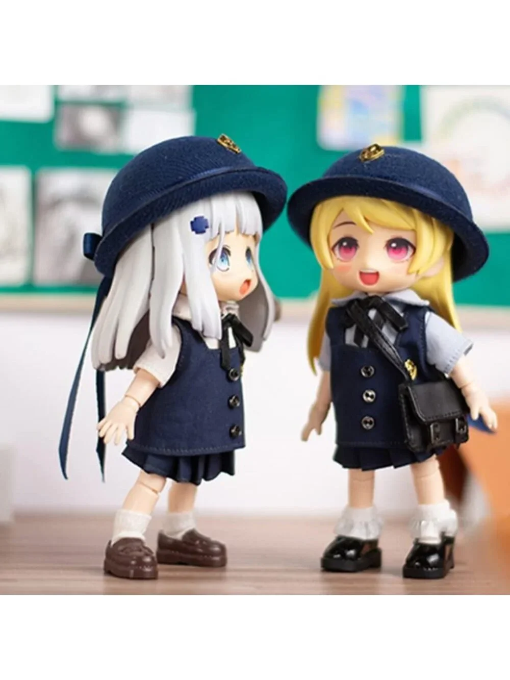 Kindergarten Uniform Set for 1/12 BJD Dolls - Hat, Vest, Shirt, Skirt & Backpack